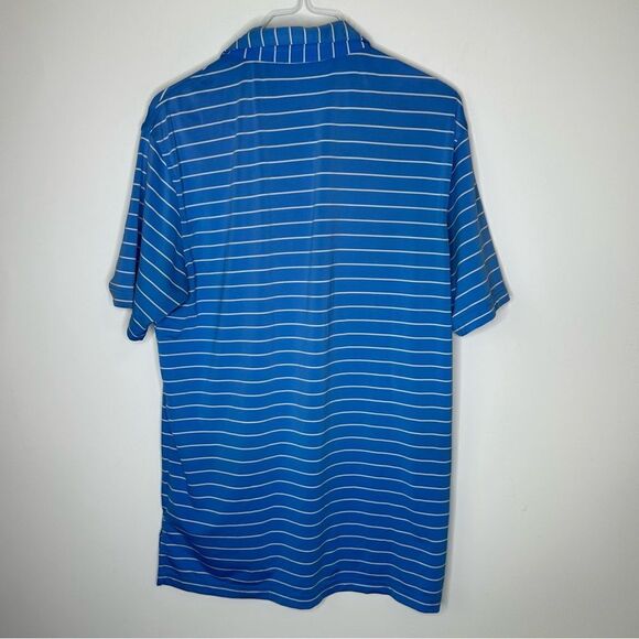 Peter Millar Deep Pacific Blue and White Striped Polo in Size Medium - Picture 5 of 7